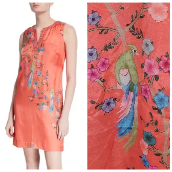 Bella Tu Dresses & Skirts - Bella Tu XL Avery Beaded Floral Phesant Bird Dress